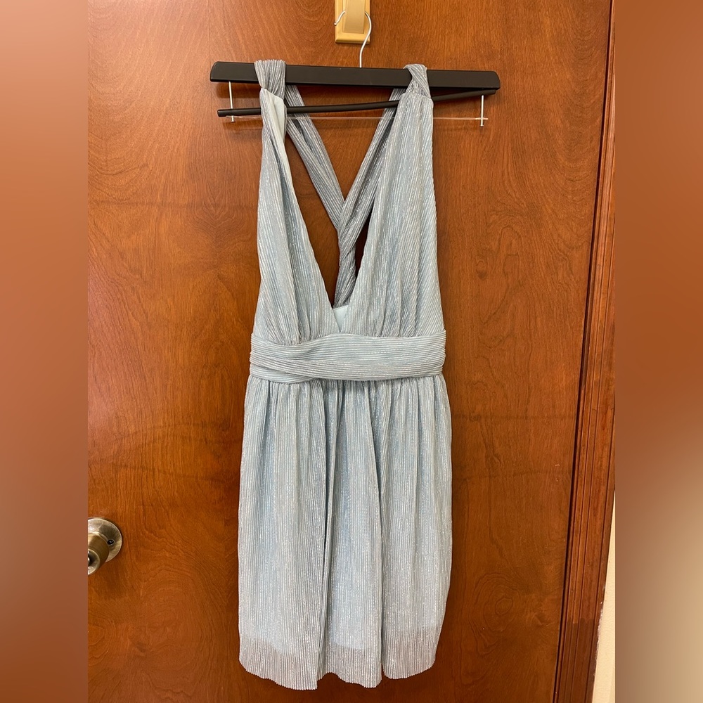 Lulu’s silver sparkly skater dress